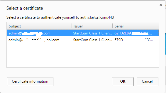 Click on Client Certificate Login then Chrome will ask to select the email address/Certificate which you downloaded in previous step.
