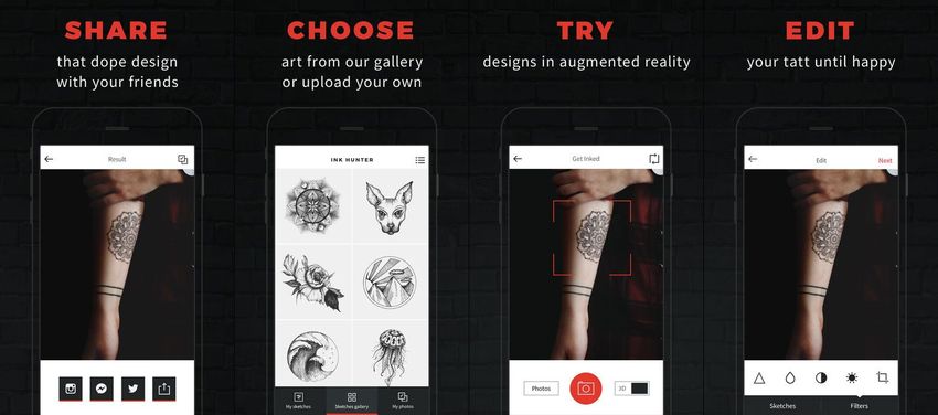 INKHUNTER try tattoo designs in augmented reality
